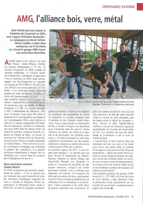 Article de presse « Entreprendre Très Beaujolais »