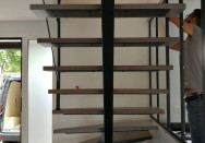 Escalier limon central ¼ tournant débillardé sur-mesure en bois/métal à Chassieu (69)